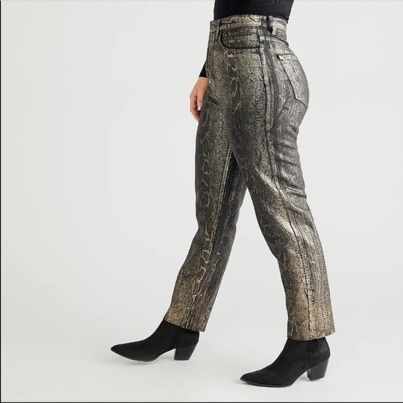 NWT Free People Crvy Georgine Foul Snakeskin High Rise Jeans - Picture 6 of 11